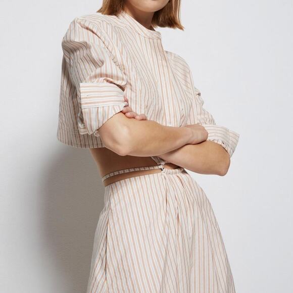 Jonathan Simkhai Janet Striped Open Back Cut-out Maxi Shirtdress Size 10 NWT - Picture 5 of 16